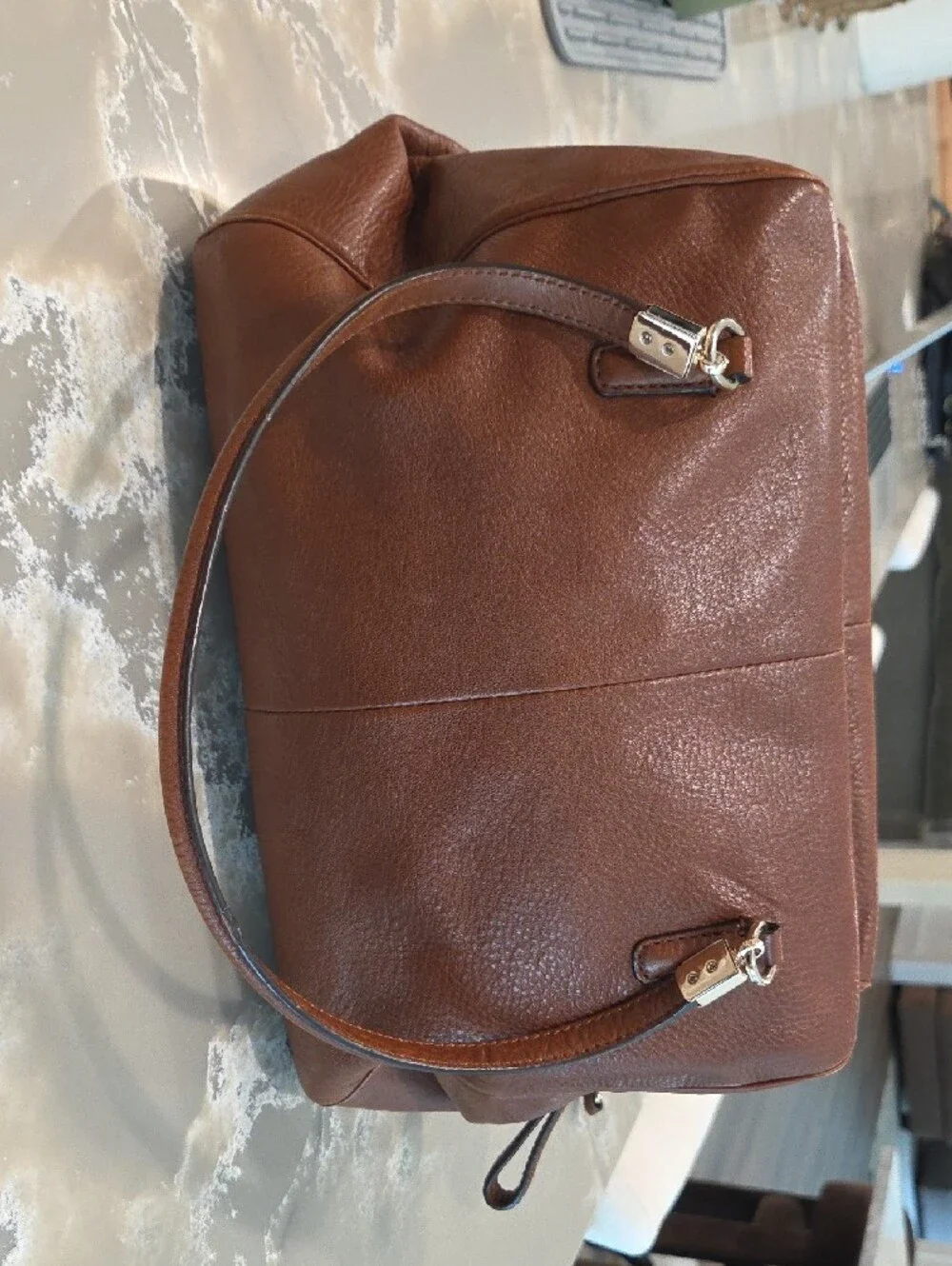 Coach Brown Pebbled Leather Satchel with Gold Hardware